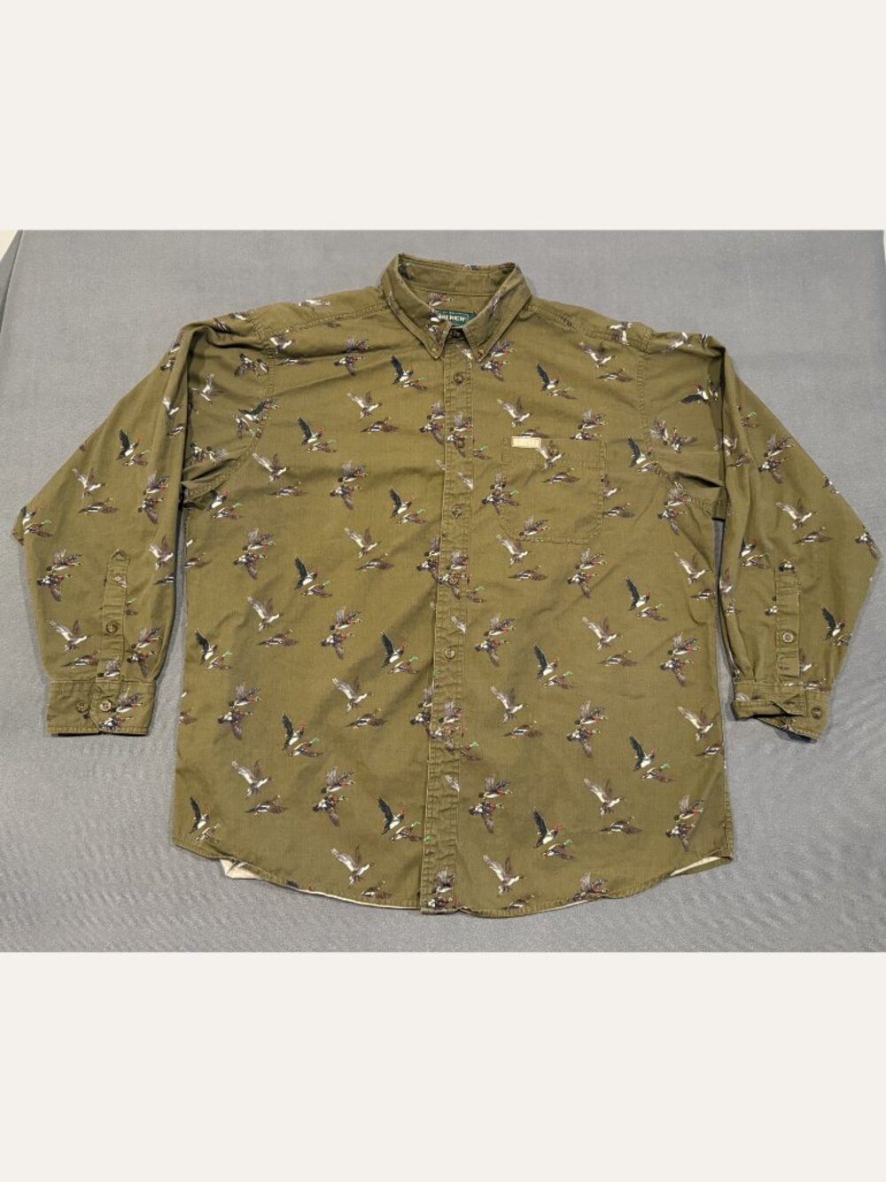 Woolrich Ducks Unlimited Shirt Men’s 2XL Olive Mallard Duck Print Hunting AOP